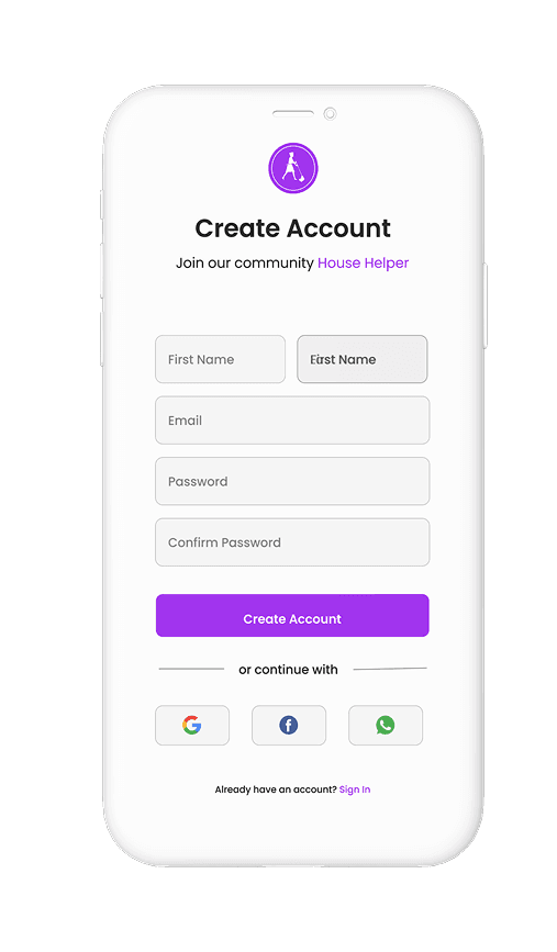 Create Account Mockup